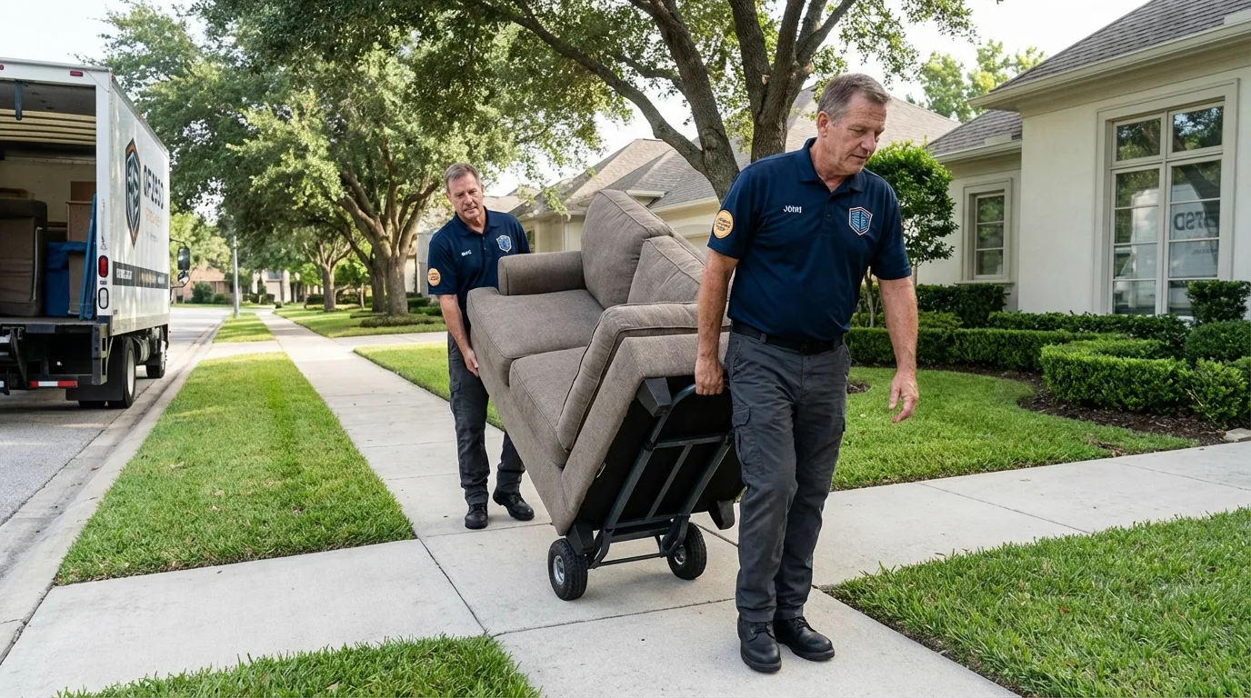 Local residential moving crew loading furniture in New London, CT